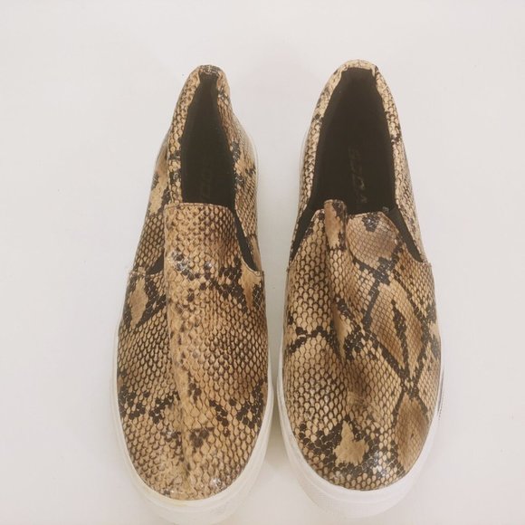 Soda Womens Snake Patent Sneakers Slip On Gusset Cushioned Collar Brown 5.5 - Picture 3 of 10